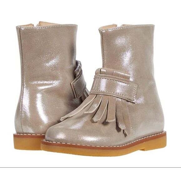 Elephantito Bootie w/ Fringes, metallic blush, $99 Sz 3 - Picture 1 of 8